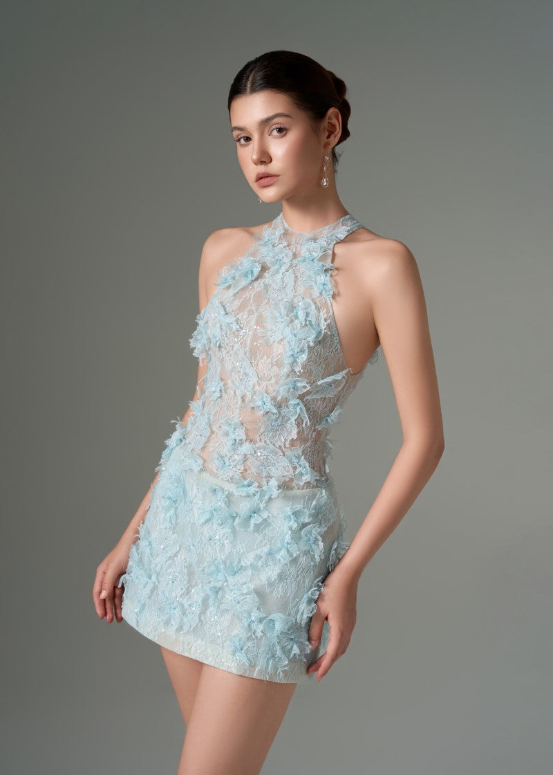 AURELIA LACE DRESS IN AQUA - CULT MIA
