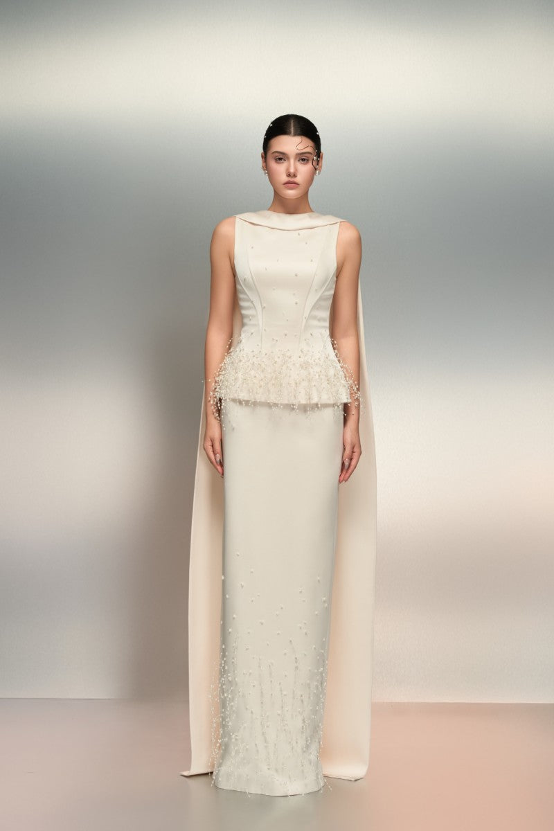 SALMA SILK TAFFETA DRESS IN WHITE - CULT MIA
