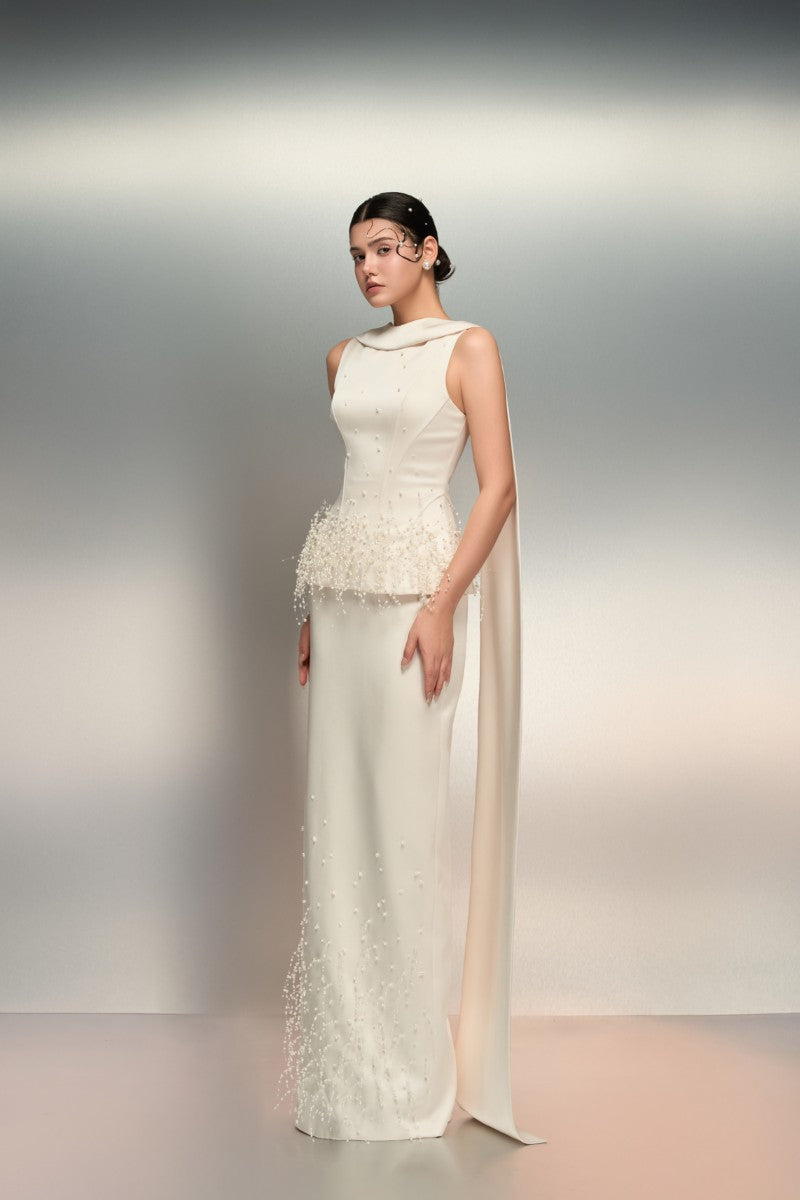SALMA SILK TAFFETA DRESS IN WHITE - CULT MIA