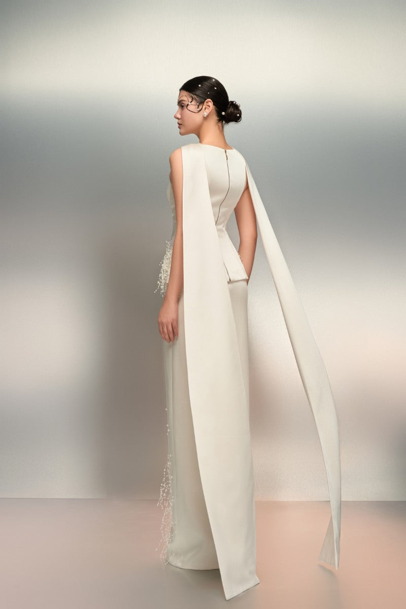 SALMA SILK TAFFETA DRESS IN WHITE - CULT MIA