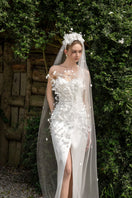 Elegant CULT MIA X 21Six Connie Silk Satin Flowers Gown featuring floral embroidery and flowing satin fabric.
