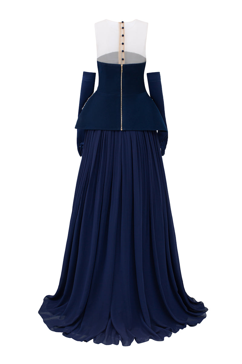 TAYLOR CREPE MIXED CHIFFON FLARED MAXI DRESS - CULT MIA