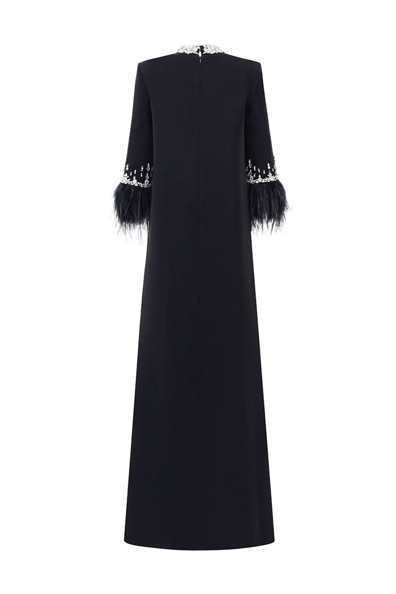 black trapeze maxi dress Black Blouson Sleeve Trapeze Maxi Dress