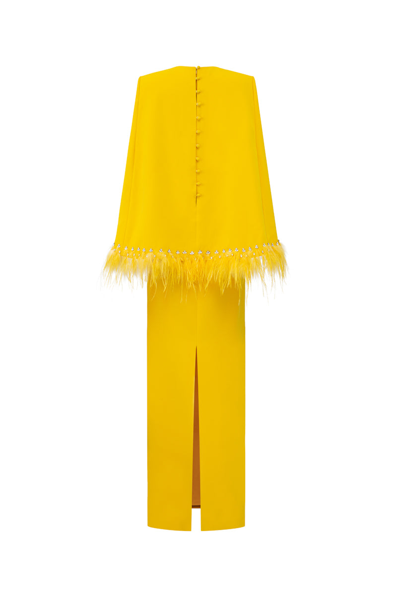 ALLISON CREPE CAPE SLEEVE MAXI DRESS - CULT MIA