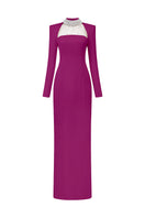 Purple Diana Taffeta Cut-Out Gown by 21Six featuring elegant design and stylish cut-outs, perfect for formal occasions.