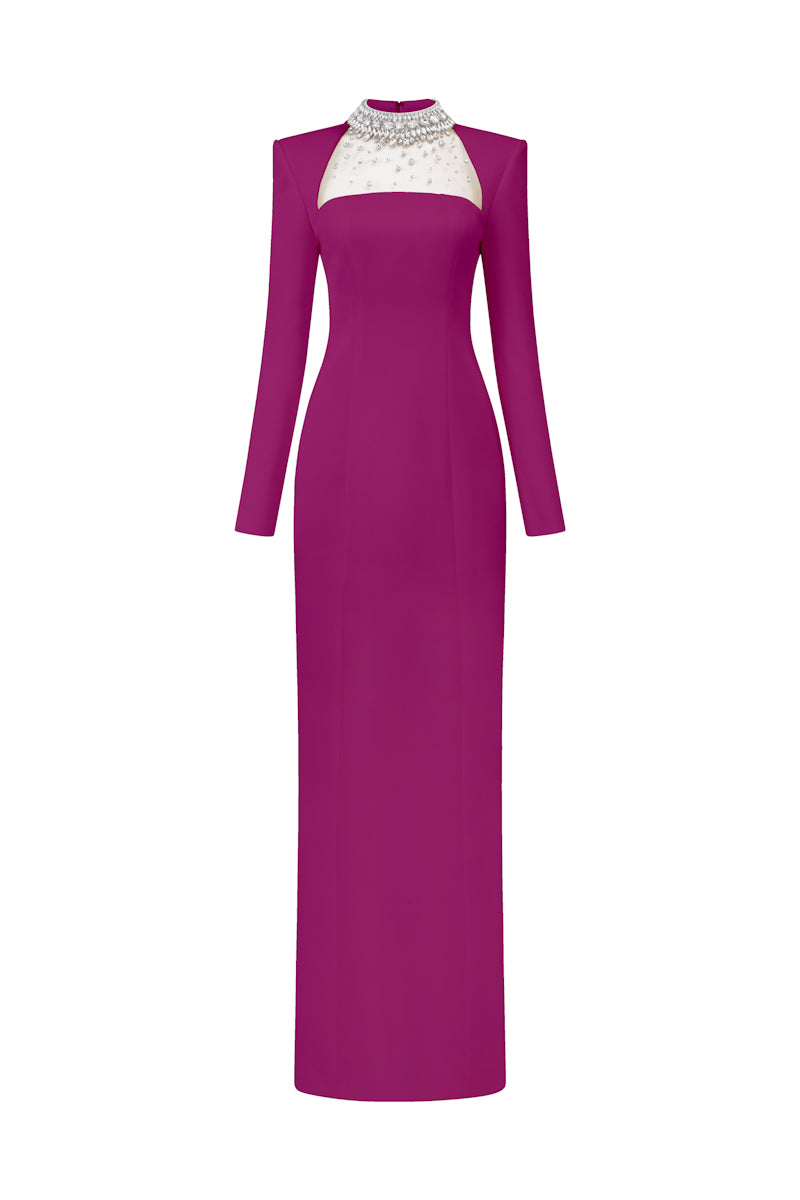 Purple Diana Taffeta Cut-Out Gown by 21Six featuring elegant design and stylish cut-outs, perfect for formal occasions.