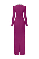 Purple Diana Taffeta cut-out gown by 21Six, featuring elegant design and stylish cut-outs, perfect for formal occasions.