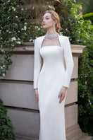 Elegant navy taffeta cut-out gown by 21Six, featuring a flowing design and stylish cut-out details.