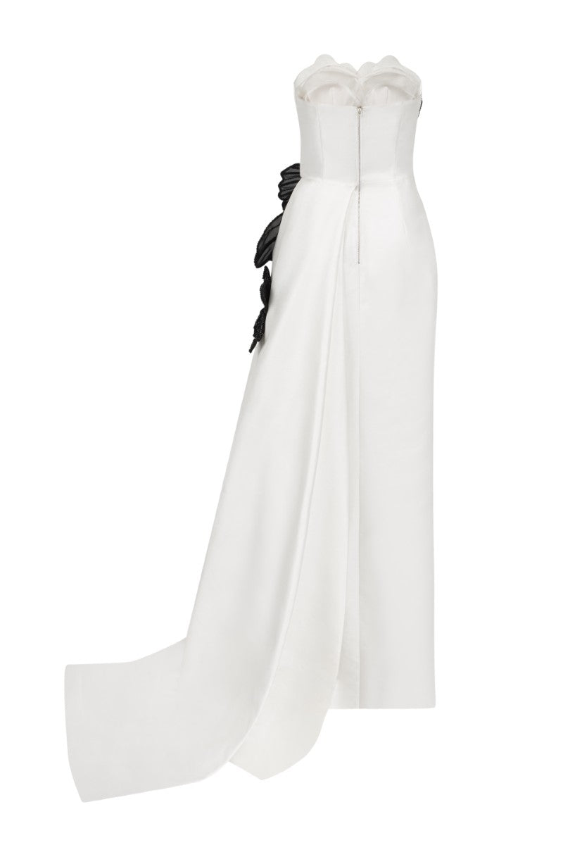 SIDONIE TAFFETTA GOWN IN WHITE AND BLACK - CULT MIA