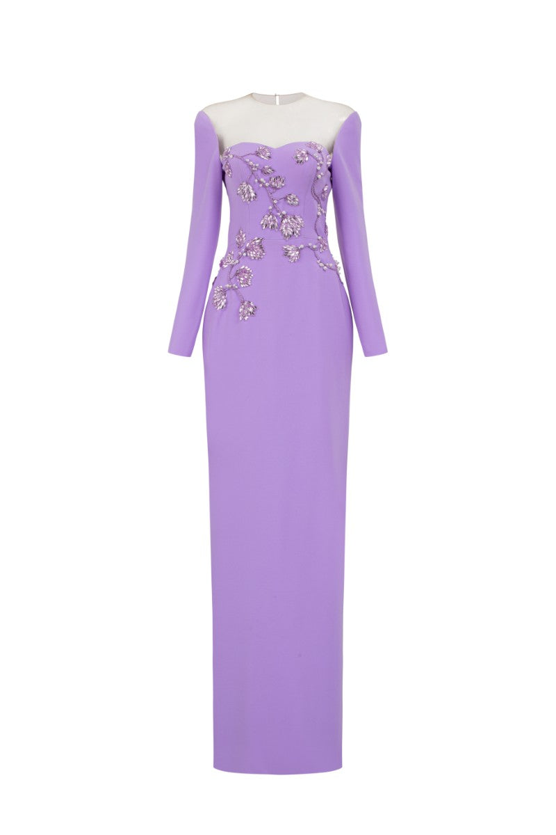 RENÉE CREPE GOWN IN VIOLET - CULT MIA