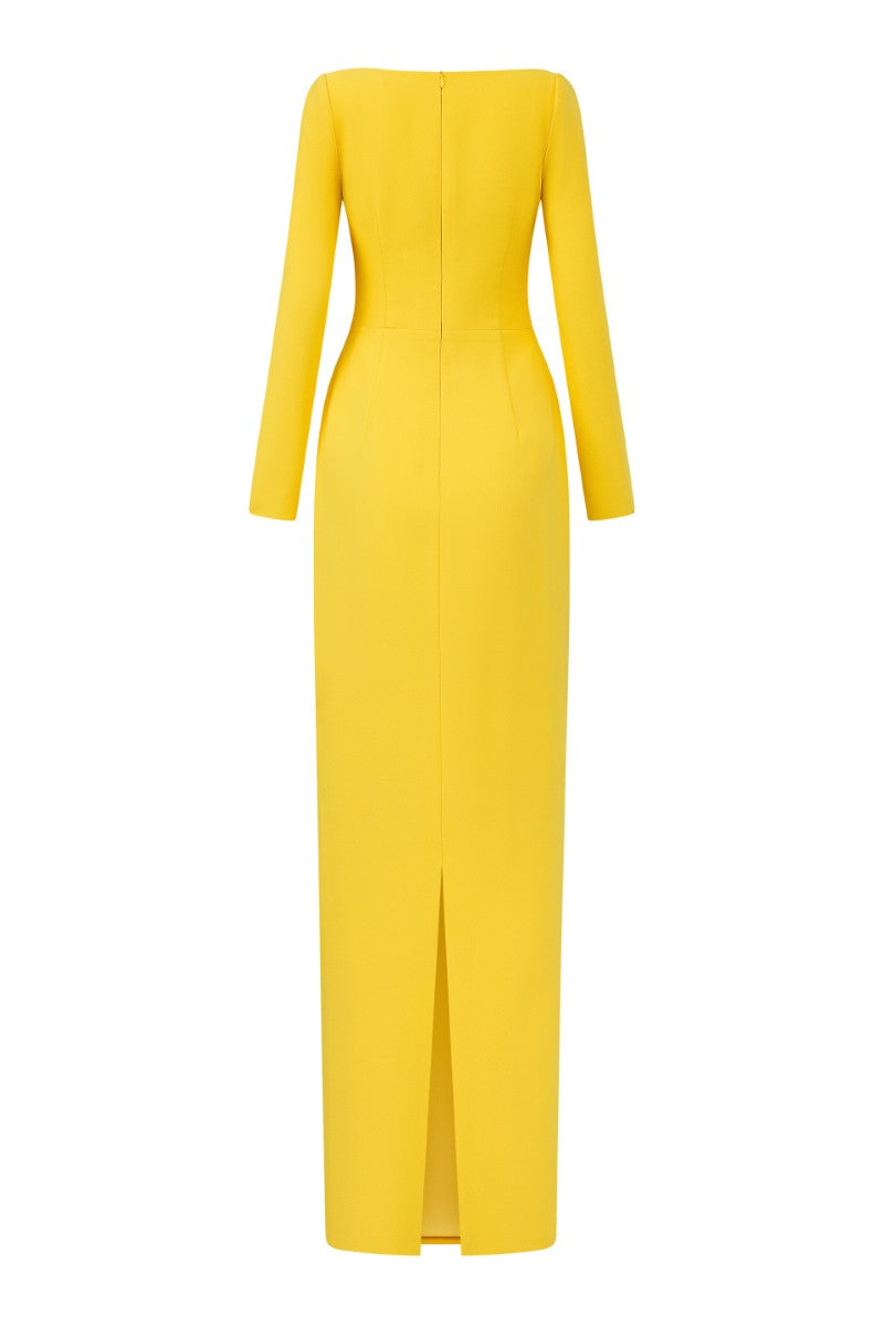 Elegant Elise crepe gown by 21Six featuring a flowing silhouette and sophisticated design, perfect for formal occasions.
