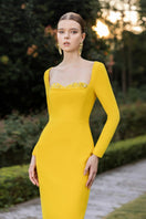 Elegant Elise Crepe Gown by 21Six, showcasing a flowing crepe fabric design and sophisticated silhouette.