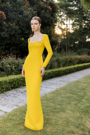 Elegant Elise Crepe Gown by 21Six featuring a flowing silhouette and delicate fabric, perfect for formal events.