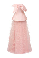 Elegant Colette taffeta and tulle gown by 21Six featuring a flowing silhouette and intricate detailing in soft pastel tones.