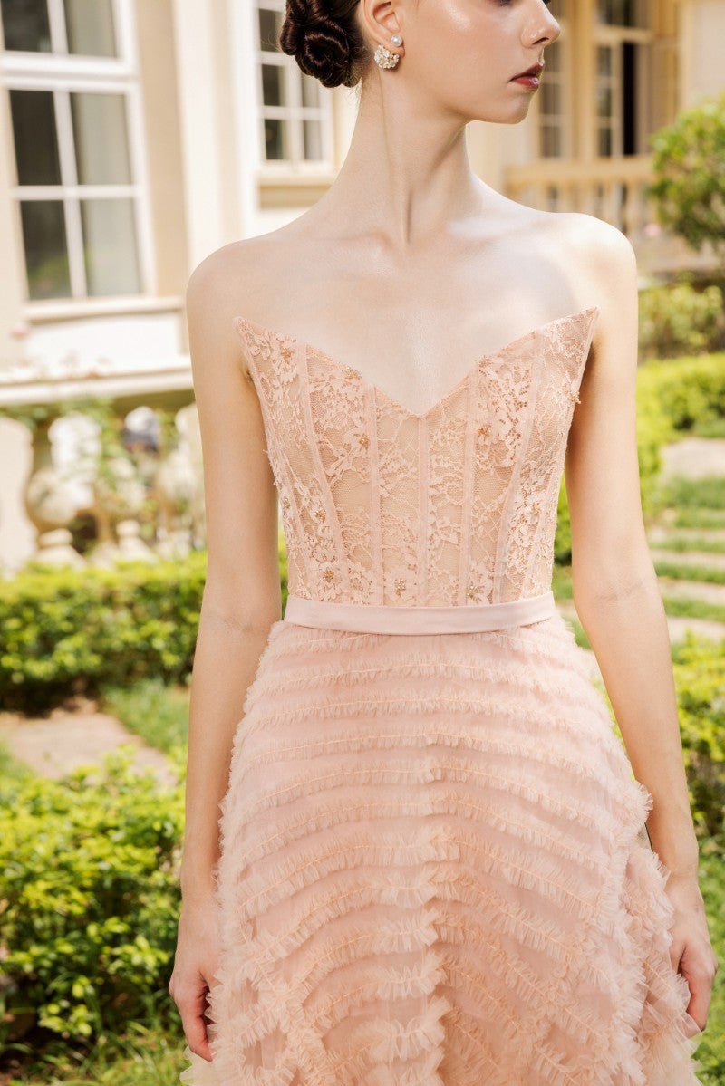 21Six CCILE TULLE GOWN IN ROSE BEIGE | Cult Mia 21Six CCILE TULLE GOWN IN ROSE BEIGE | Cult Mia
