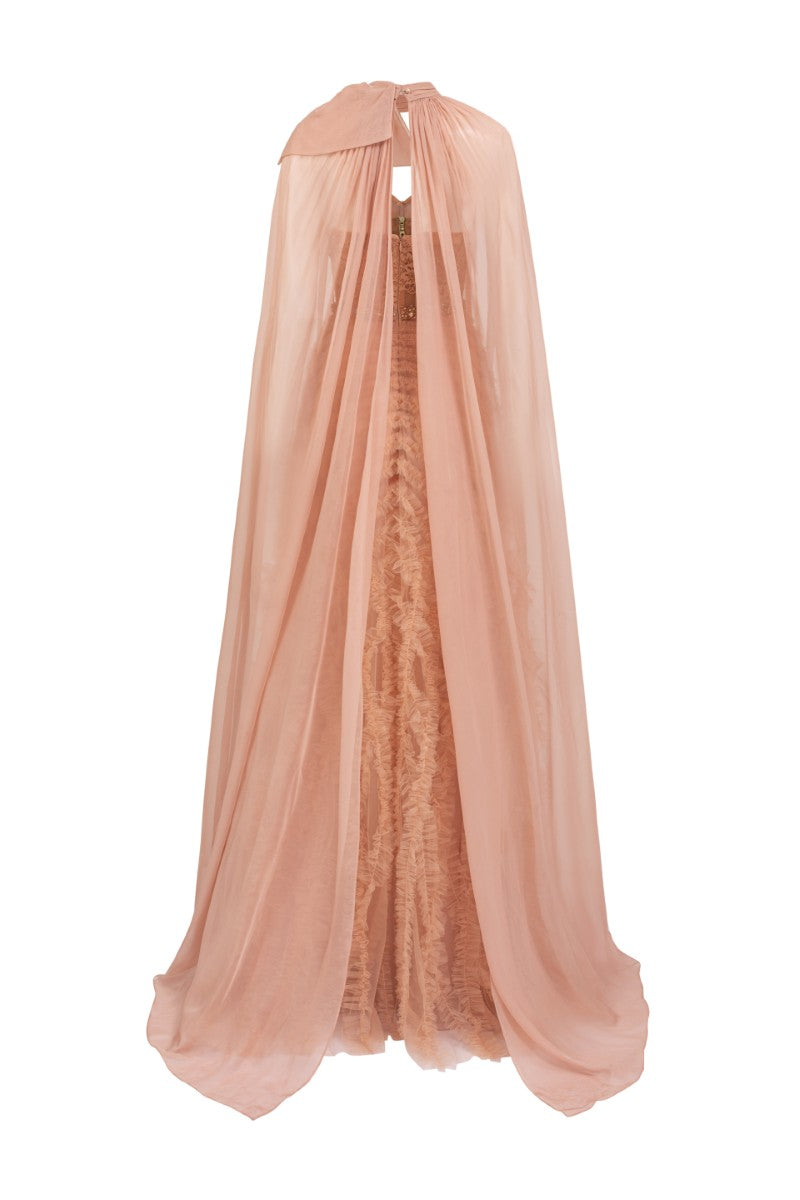 CÉCILE TULLE GOWN IN ROSE BEIGE - CULT MIA