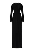 Black RAYA Glitter Jersey Dress by 21Six, elegant gown with shimmering fabric and stylish fit, perfect for formal occasions.