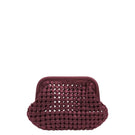 Adriana Castro burgundy leather clutch from the La Popa collection, showcasing a sleek design and elegant finish.