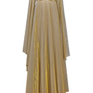 Metallic gold wave bustier kaftan gown by AKHL featuring flowing fabric and elegant design, perfect for stylish occasions.