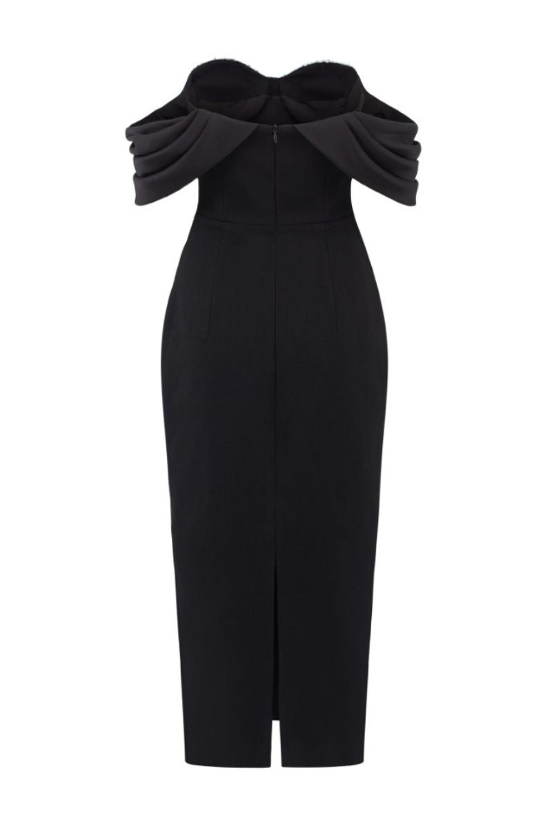 RACHEL BLACK TEXTURE BODYCON MIDI DRESS - CULT MIA