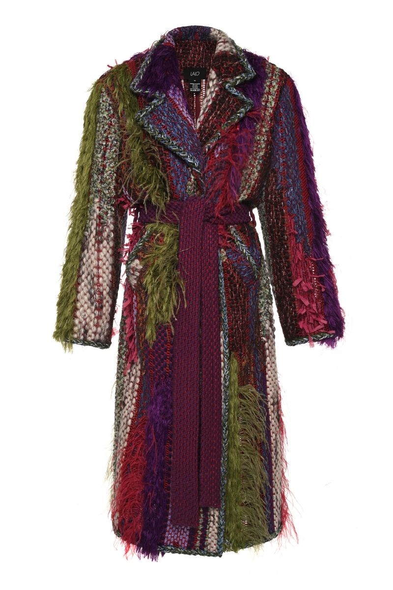 OVERSIZED COAT WITH SHOULDER PADS IN DARK MULTI