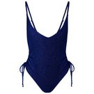 Suncillo Francesca swimsuit in ultramarine blue, featuring a stylish one-piece design with sleek straps and a fitted silhouette.