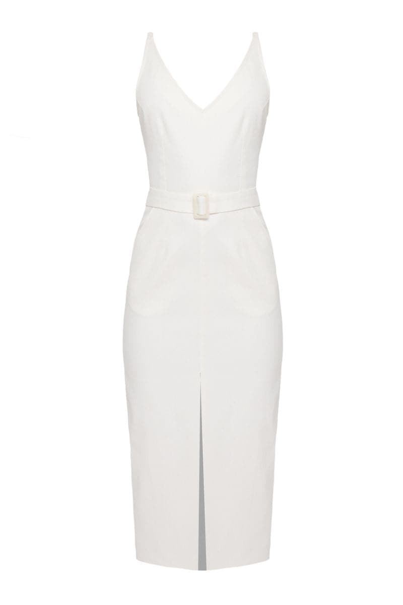 ALBERTA OFF-WHITE DENIM MIDI DRESS - CULT MIA