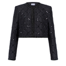 Black Lilly cropped jacket by Rosee de Matin, stylish women's jacket with a fitted design and modern silhouette.