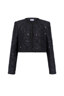 Black Lilly cropped jacket by Rosee de Matin, stylish women's jacket with a fitted design and modern silhouette.