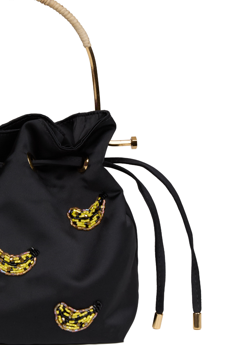 Waiwai Rio BEL Banana Cetim Bag, a top handle satin bag with a vibrant yellow color and elegant design.