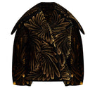 Le Thanh Hoa AONI gold-quilted jacket featuring a shiny gold finish and quilted design, displayed on a hanger.