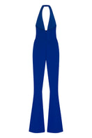 Royal blue V-neck jumpsuit by Lili Blanc, featuring a stylish and fitted design, perfect for casual or semi-formal occasions.