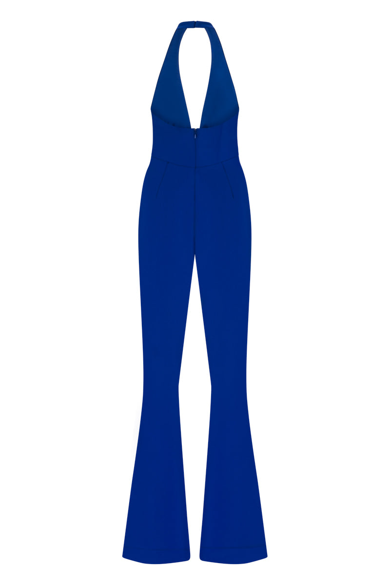 Royal blue V-neck jumpsuit by Lili Blanc, featuring a stylish and fitted design, perfect for casual or semi-formal occasions.