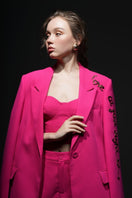 Pink Erica texture attached jacket set co-ords by 21Six, featuring a stylish matching jacket and pants with textured fabric.