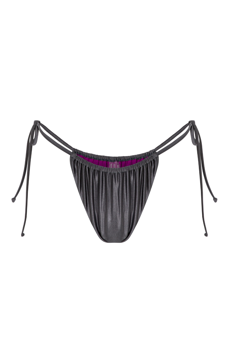 Suncillo Virna glossy bikini bottom in anthracite grey with a shiny, smooth finish perfect for beachwear.
