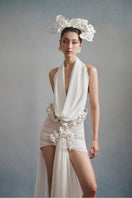 White Plan Seraphina draped mini dress, stylish sleeveless dress with flowing fabric and elegant fit, perfect for chic occasions.