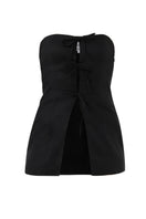 Black Lagos top by Summer Away, stylish sleeveless blouse with a relaxed fit, shown on a model.