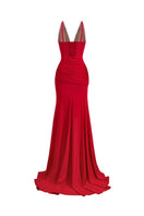 CEM sleeveless V-neck chiffon maxi dress with flowing fabric and elegant design, perfect for formal or summer occasions.
