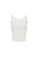 White Onalaja Bee Tank top displayed on a mannequin, featuring a sleeveless design and casual fit.