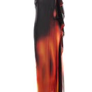 Valenciani beaded one-shoulder maxi gown with flowing fabric and intricate bead details, perfect for elegant evening occasions.