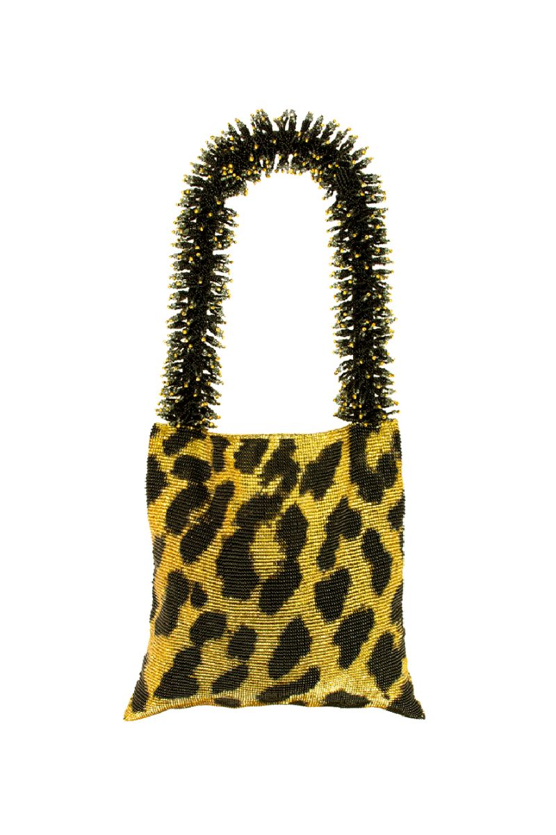 CLASH OF PRINTS BAG IN LEOPARD BLACK AND GOLD - CULT MIA
