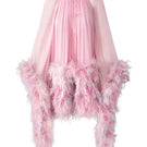 Pink Annie Chiffon Funnel Mini Dress by 21Six, displayed on a hanger with soft fabric details and a fitted silhouette.