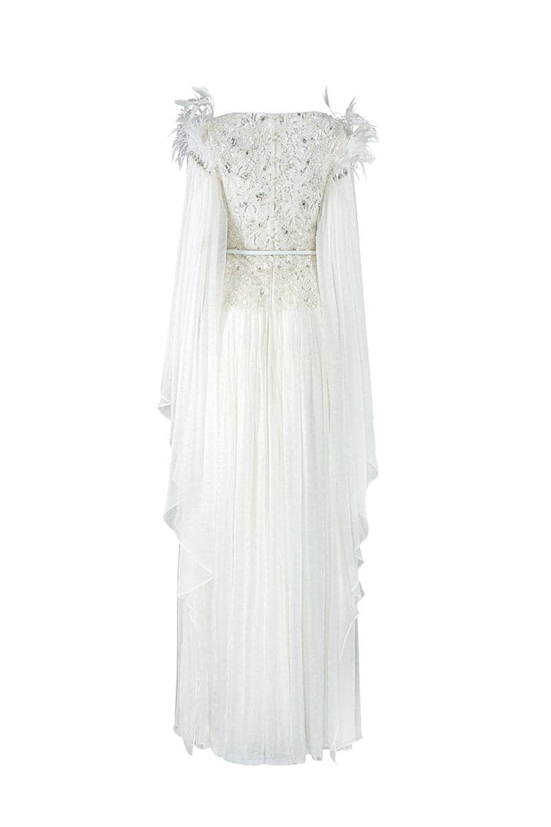ATHENA CRYSTAL LACE FEATHER DRESS | 21Six | CULT MIA