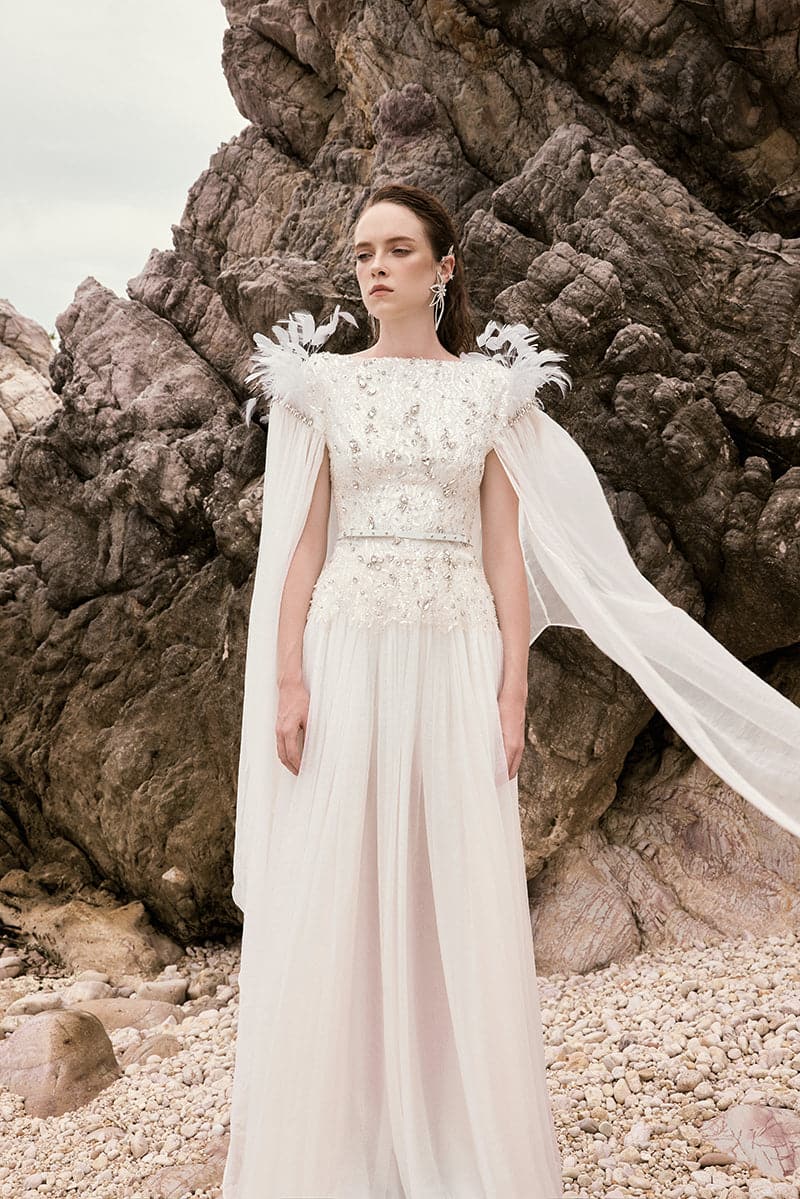 ATHENA CRYSTAL LACE FEATHER DRESS | 21Six | CULT MIA