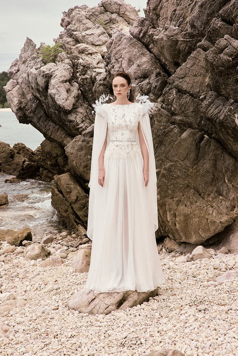 ATHENA CRYSTAL LACE FEATHER DRESS | 21Six | CULT MIA
