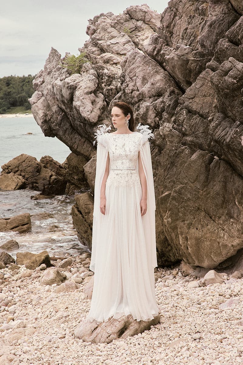 ATHENA CRYSTAL LACE FEATHER DRESS | 21Six | CULT MIA