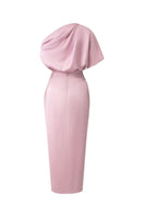 Pink AUBRIE draped asymmetrical top and JESSIE knotted skirt set by 21Six, stylish co-ords for a chic look.