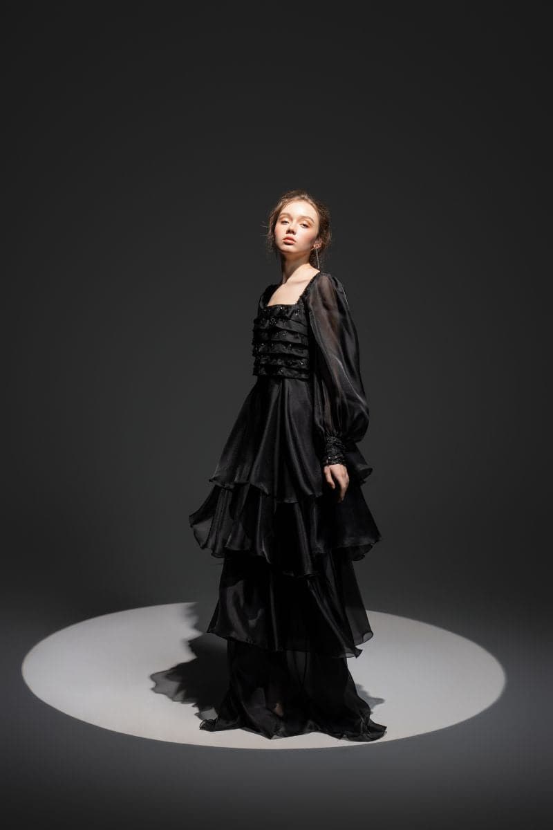 BLACK GAZELLE SHINY SILK LAYERED MAXI DRESS | 21Six | CULT MIA