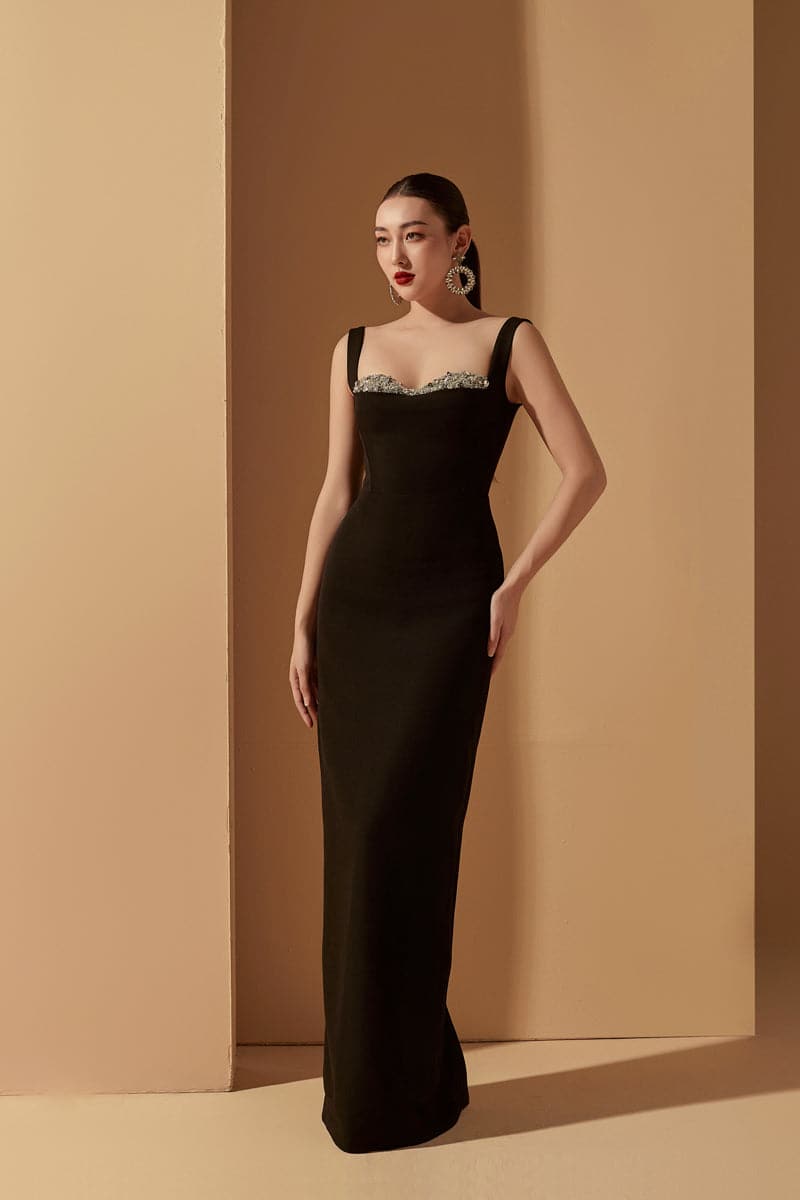 BLACK JENSEN CRYSTAL BODYCON DRESS | 21Six | CULT MIA