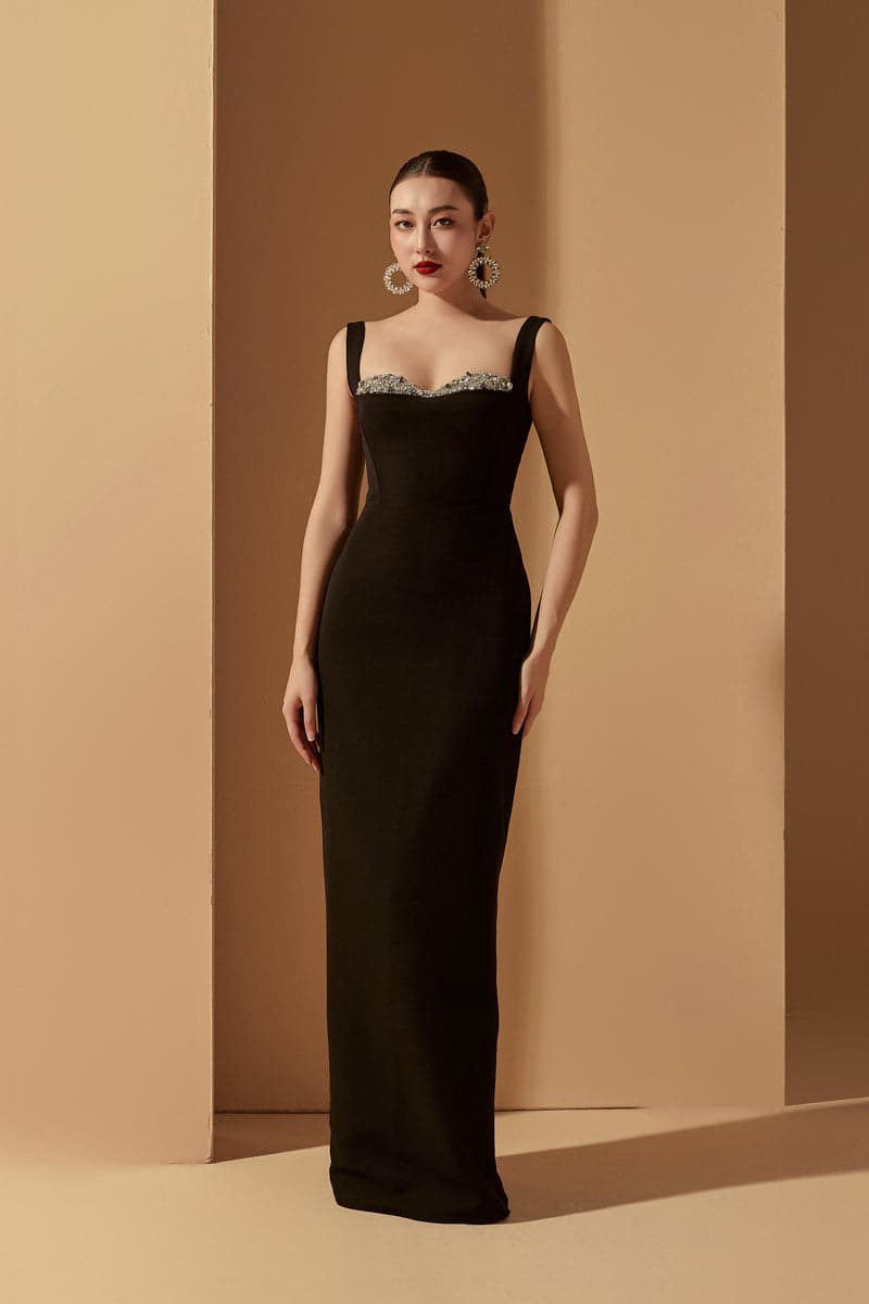 BLACK JENSEN CRYSTAL BODYCON DRESS | 21Six | CULT MIA